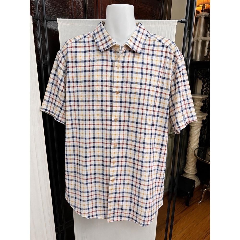 Trend by FX Fusion Men's Plaid Short Sleeve Button Up Shirt Modern Fit